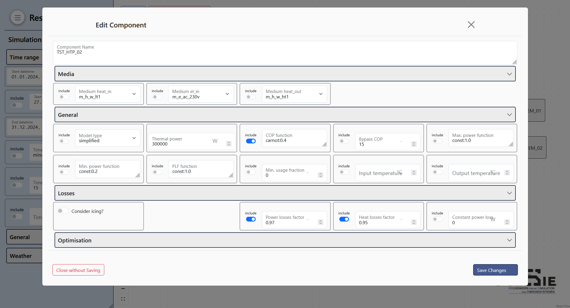 Configuring a component